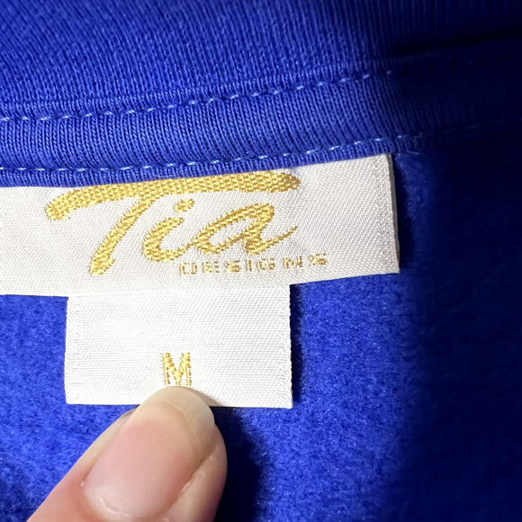 Tia Designs Medium Cotton Jacket Embellished Rhinestones Zip Sailboats Nautical - Picture 6 of 15